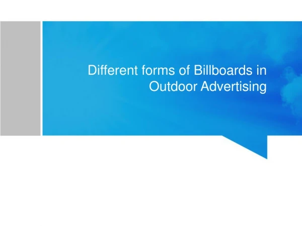 Different forms of Billboards in Outdoor Advertising