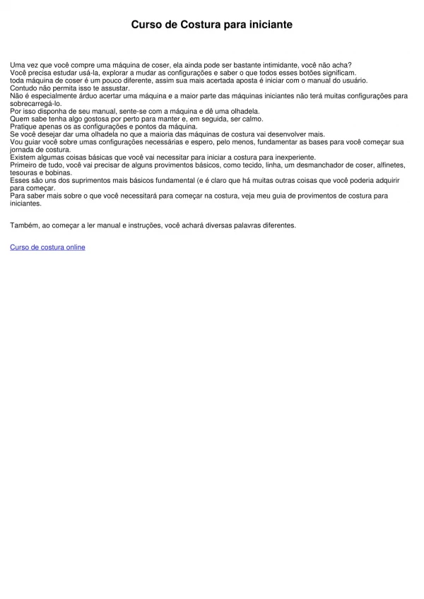 curso de costura para iniciante