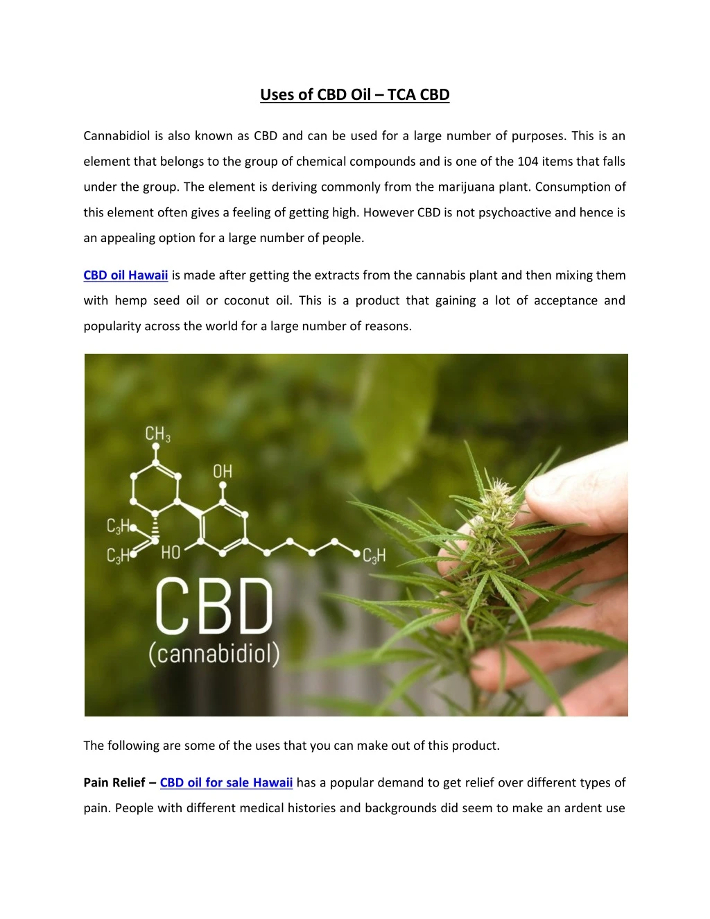 uses of cbd oil tca cbd