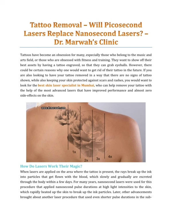 Tattoo Removal – Will Picosecond Lasers Replace Nanosecond Lasers?