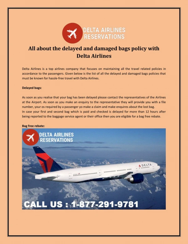 All about the delayed and damaged bags policy with Delta Airlines