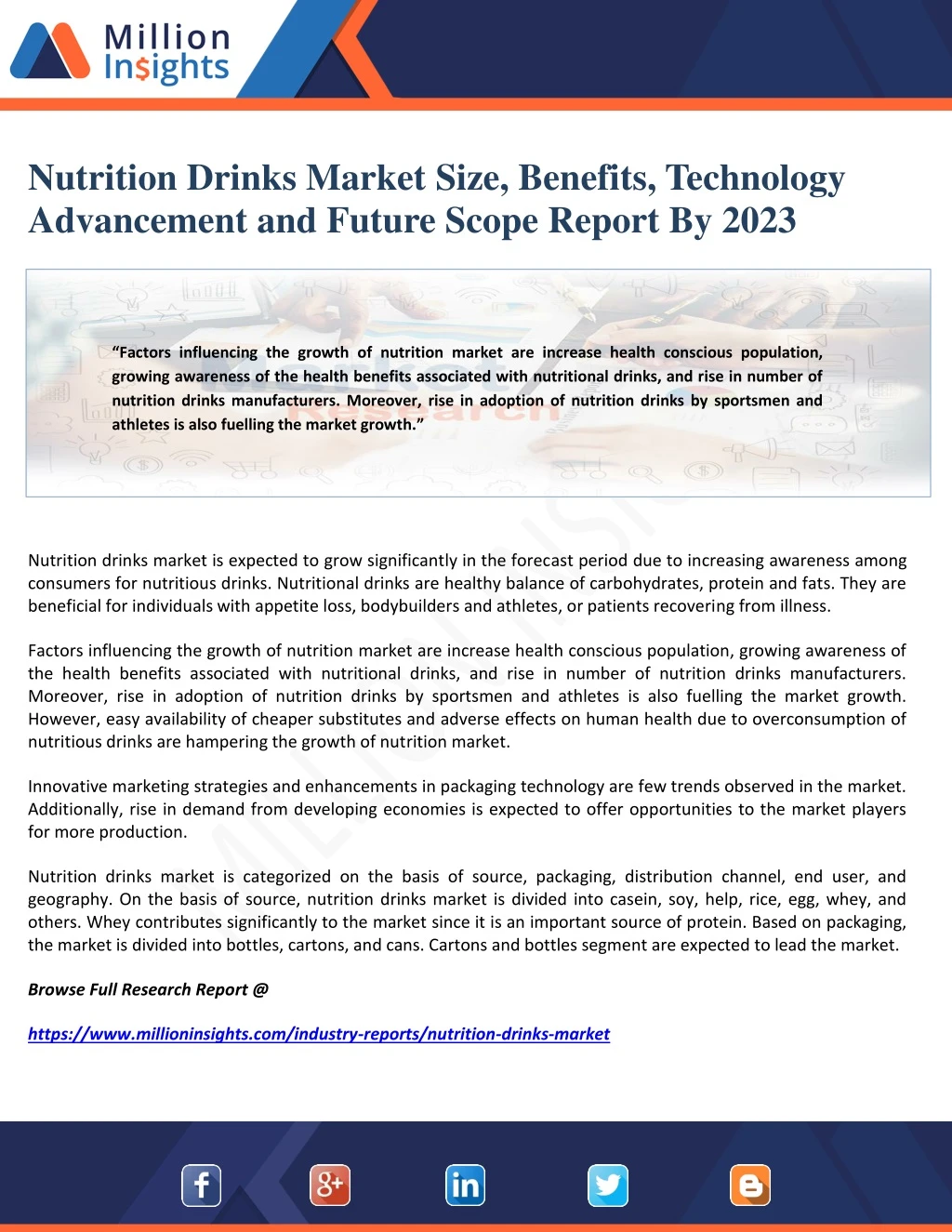 nutrition drinks market size benefits technology