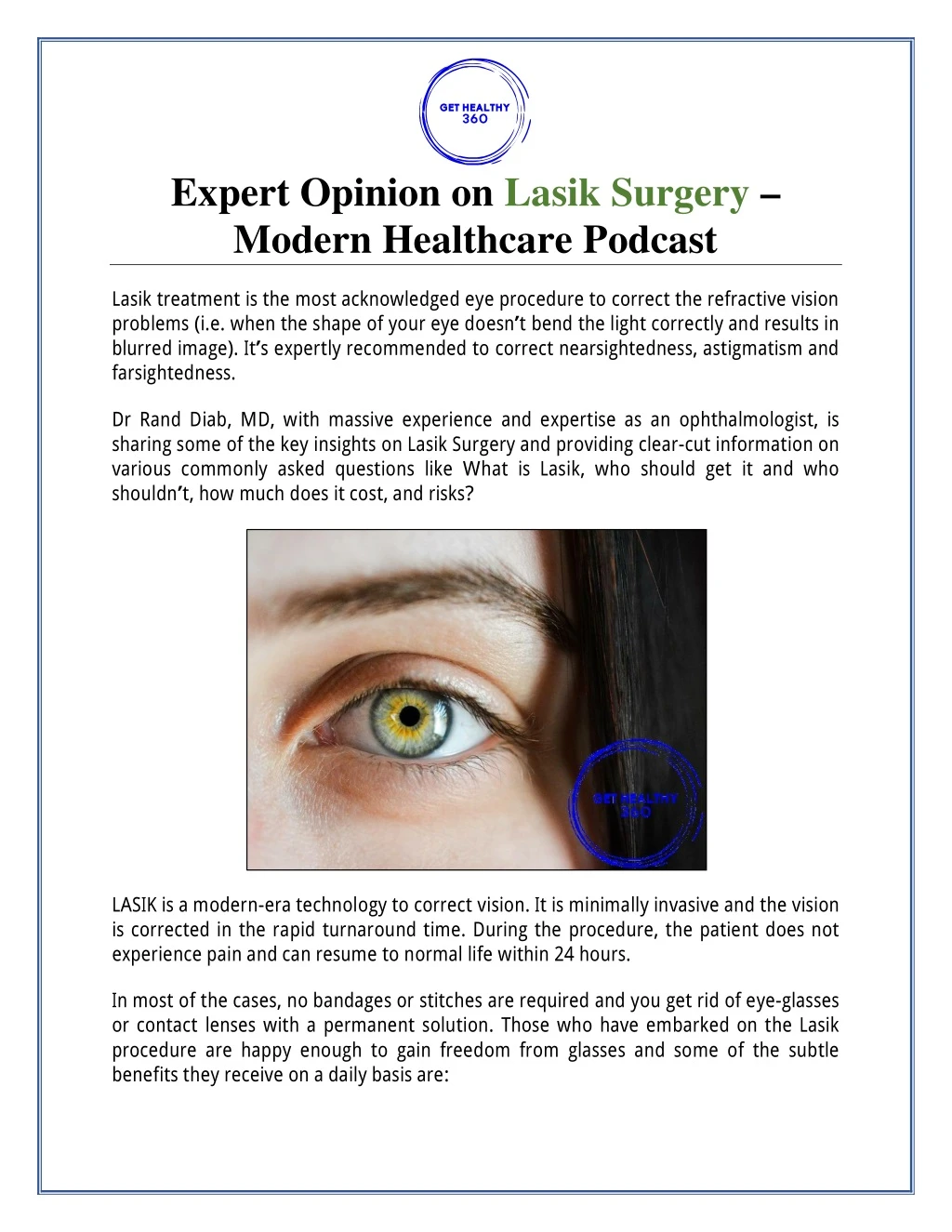 expert opinion on lasik surgery modern healthcare