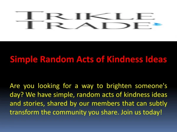 Simple Random Acts of Kindness Ideas