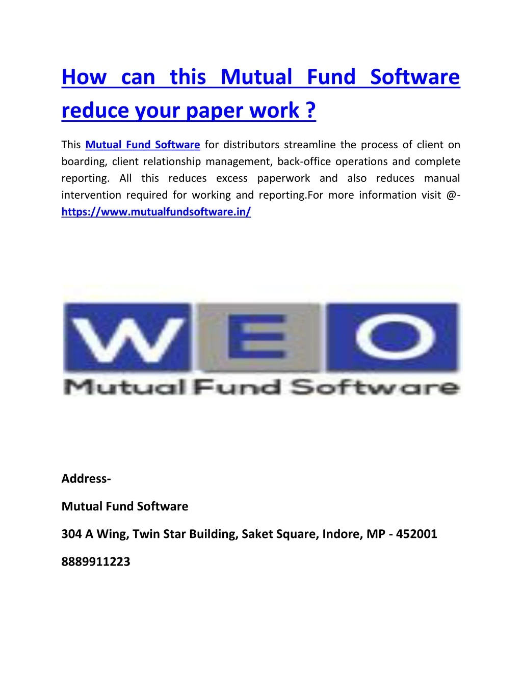 how can this mutual fund software reduce your
