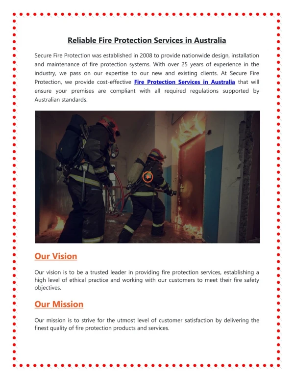 Reliable Fire Protection Services in Australia