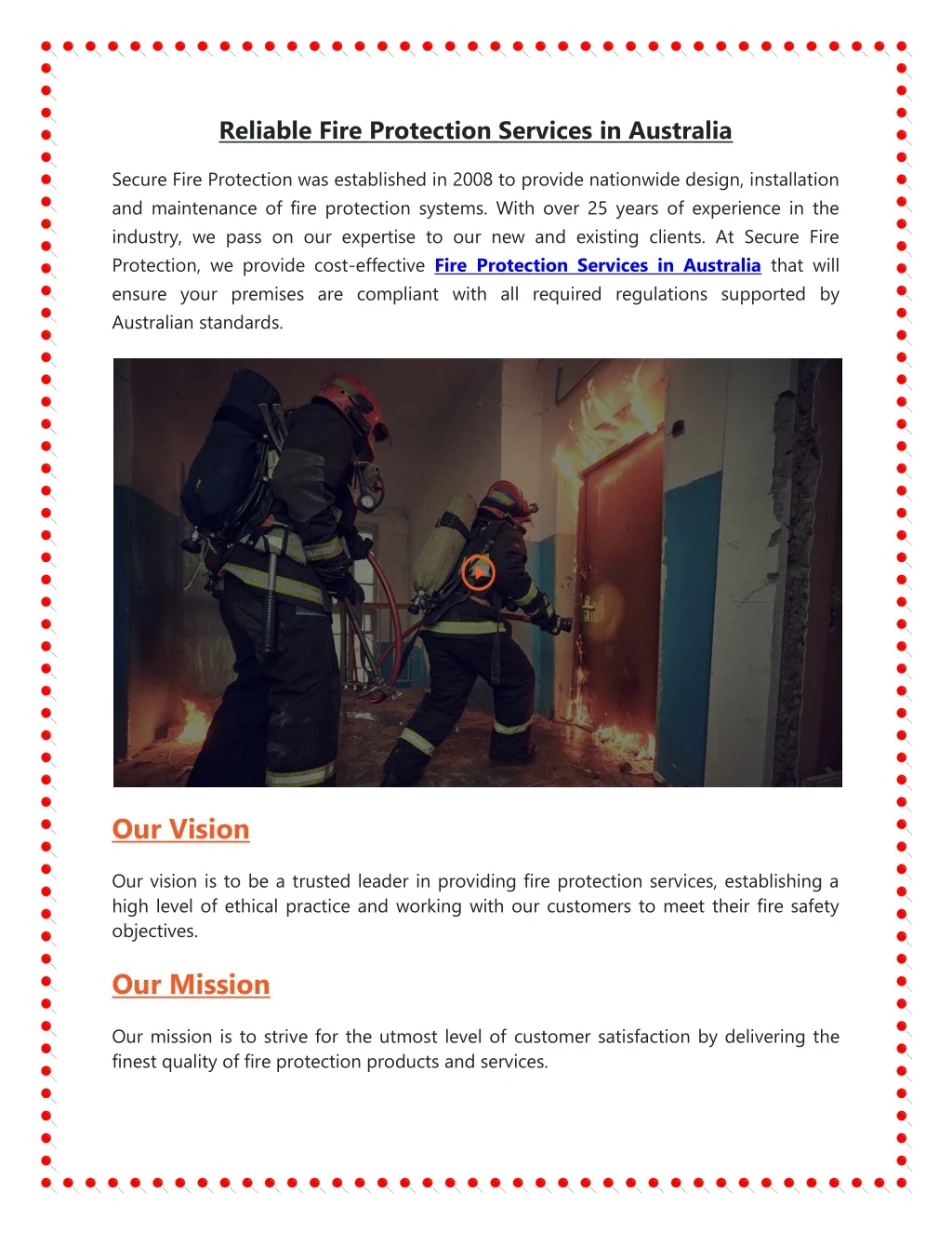 reliable fire protection services in australia