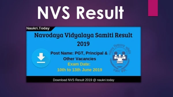 NVS Result 2019 Download JNVST PGT Result 2019 Principle Merit List