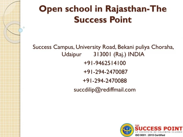 Open school in Rajasthan-The Success Point