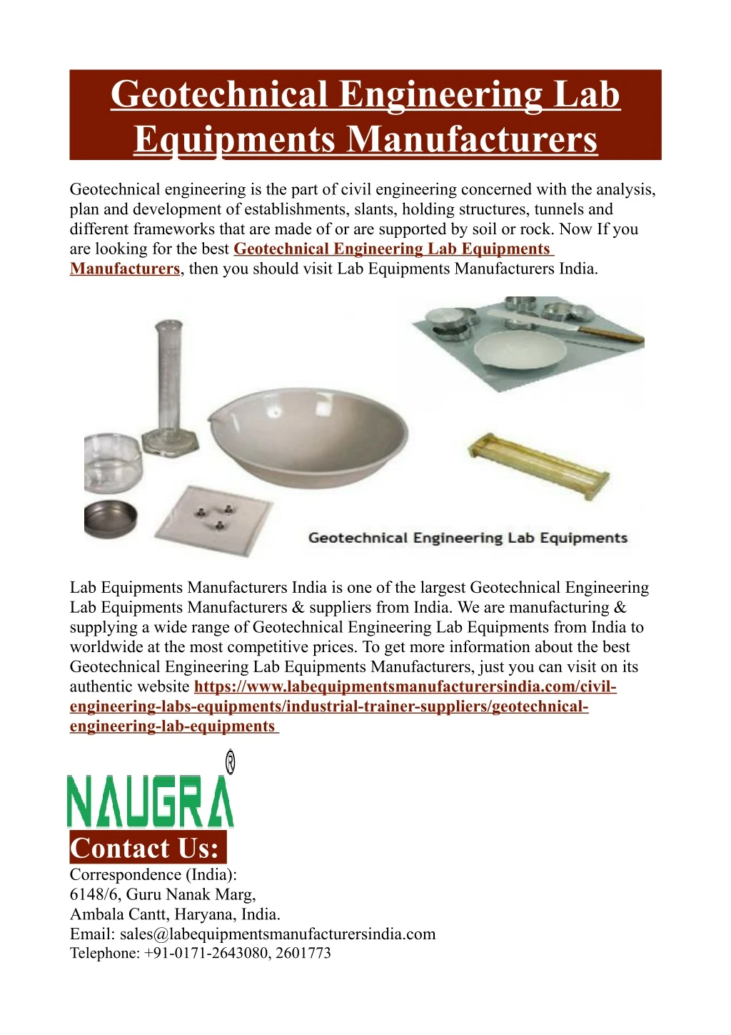 geotechnical engineering lab equipments
