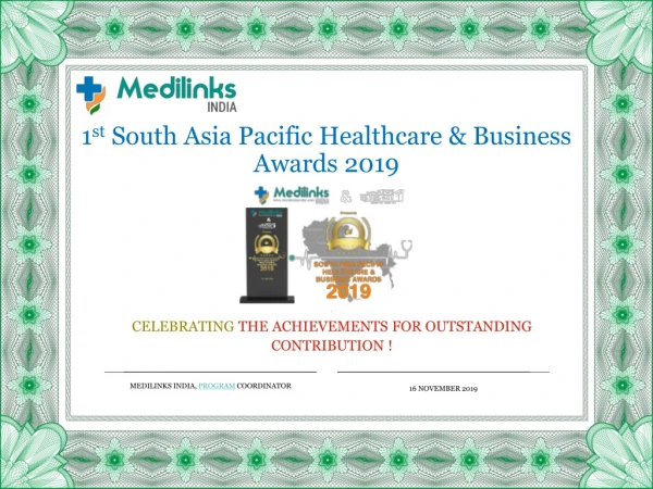 South Pacific Healthcare & Business Awards 2019: Medilinks India