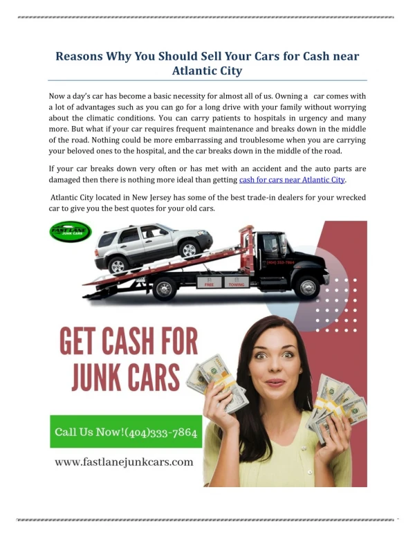 Reasons Why You Should Sell Your Cars for Cash near Atlantic City