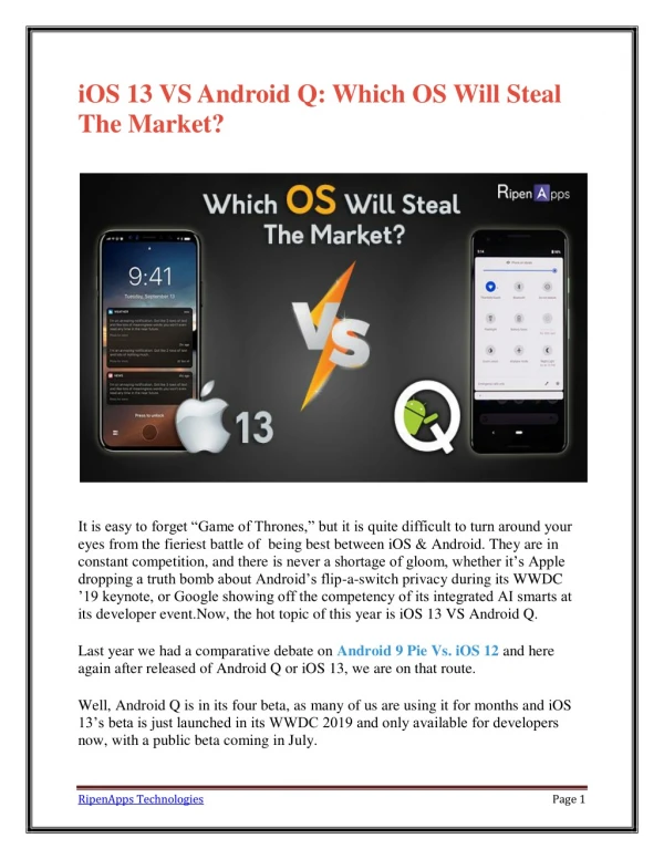 iOS 13 VS Android Q: Which OS Will Steal The Market?