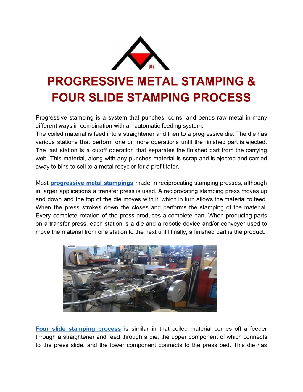 progressive metal stamping four slide stamping