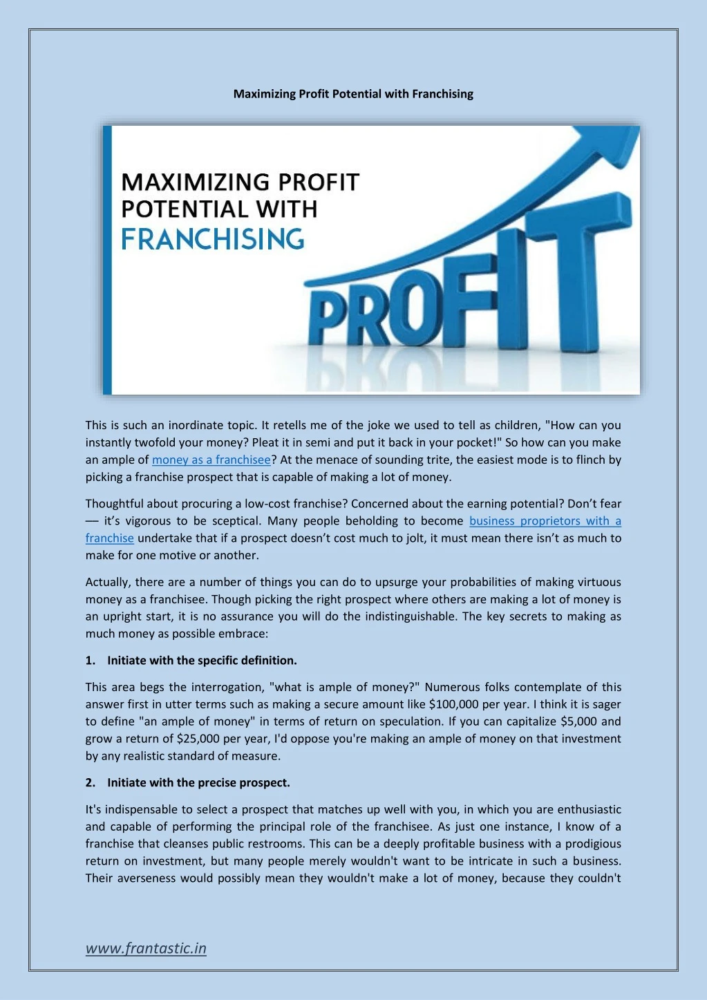 maximizing profit potential with franchising