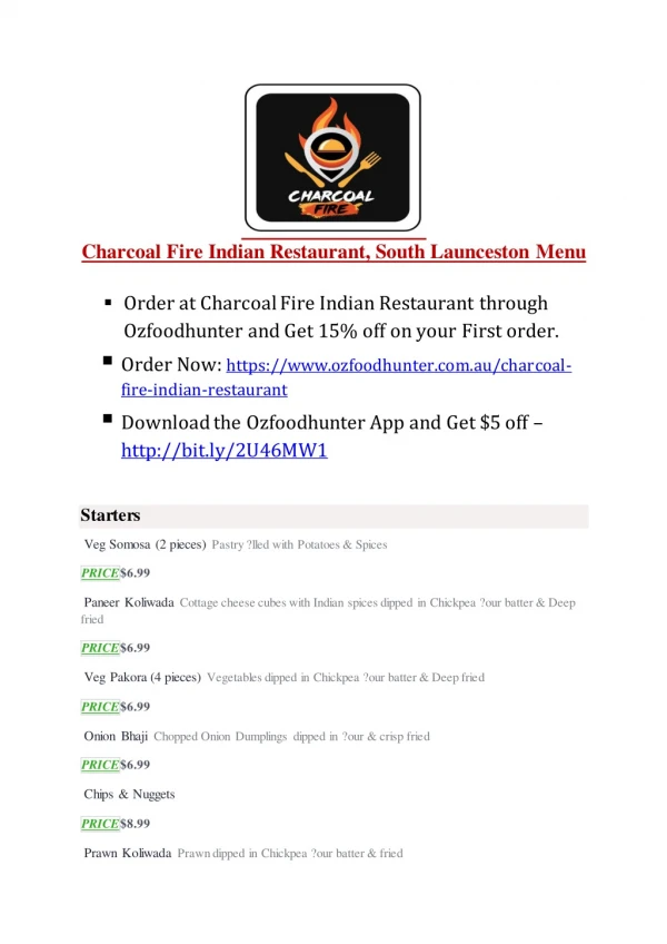 Charcoal Fire Indian Restaurant - Indian food online