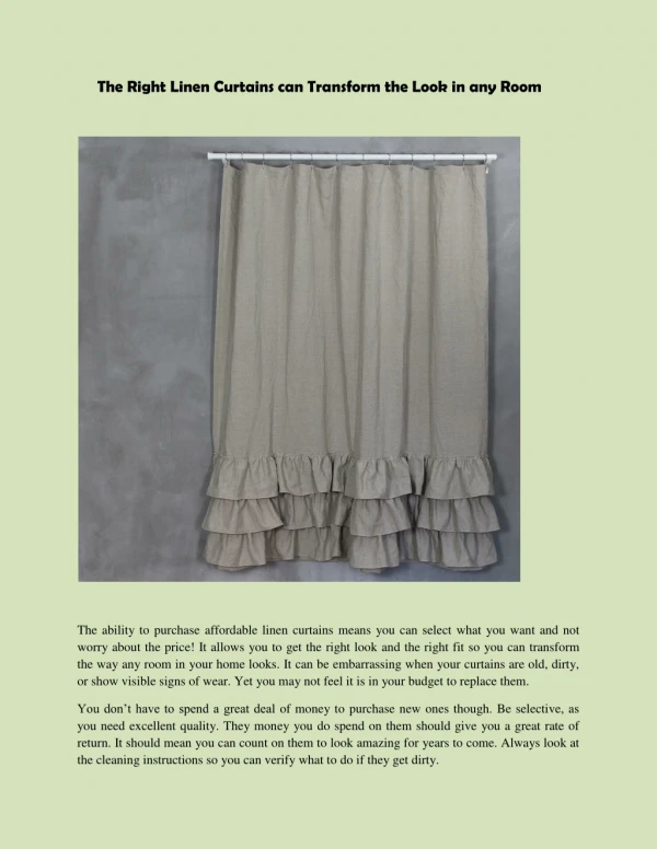 The Right Linen Curtains can Transform the Look in any Room