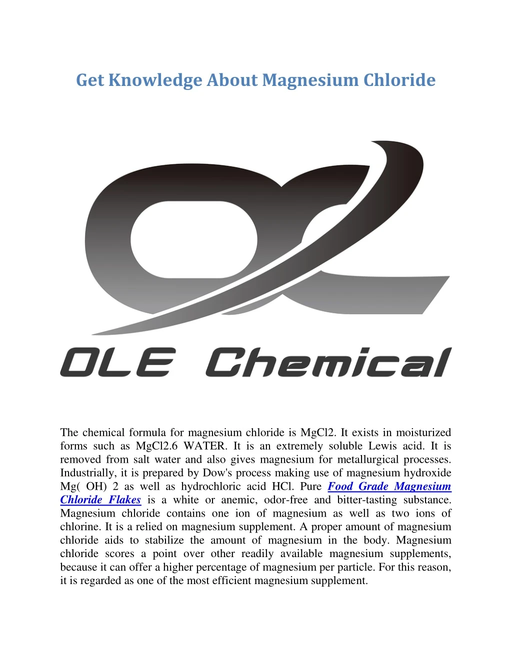 get knowledge about magnesium chloride