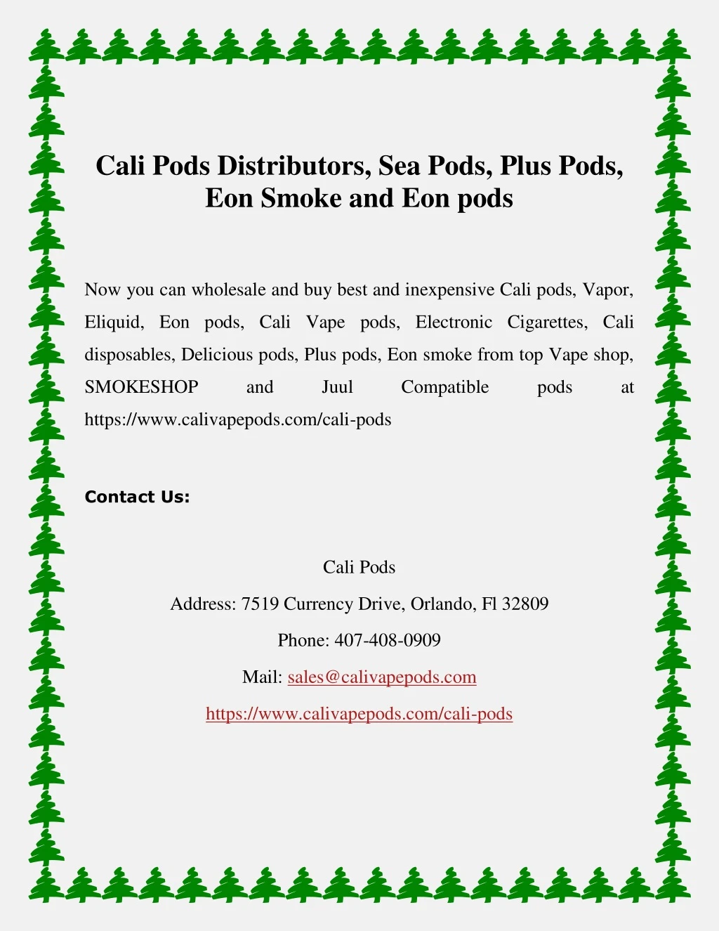 cali pods distributors sea pods plus pods