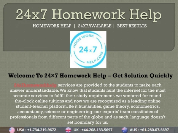 24x7Homeworkhelp | Online finance homeworkhelp