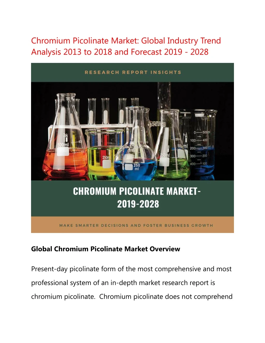 chromium picolinate market global industry trend