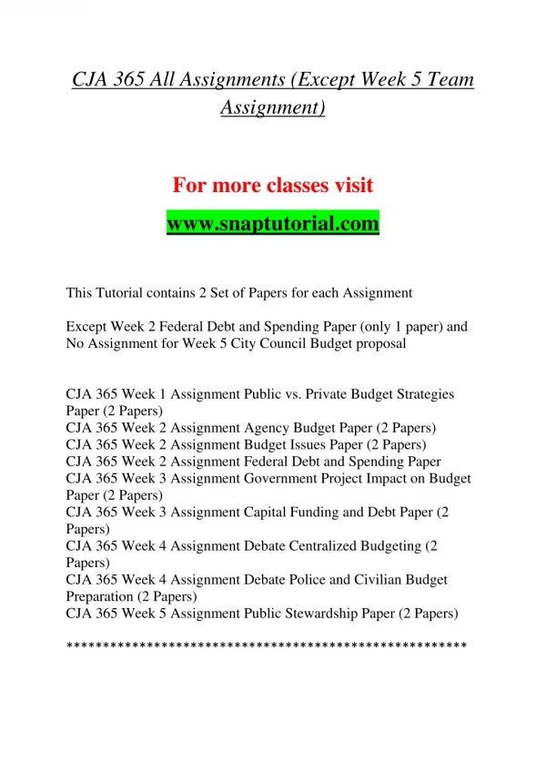 cja 365 all assignments except week 5 team