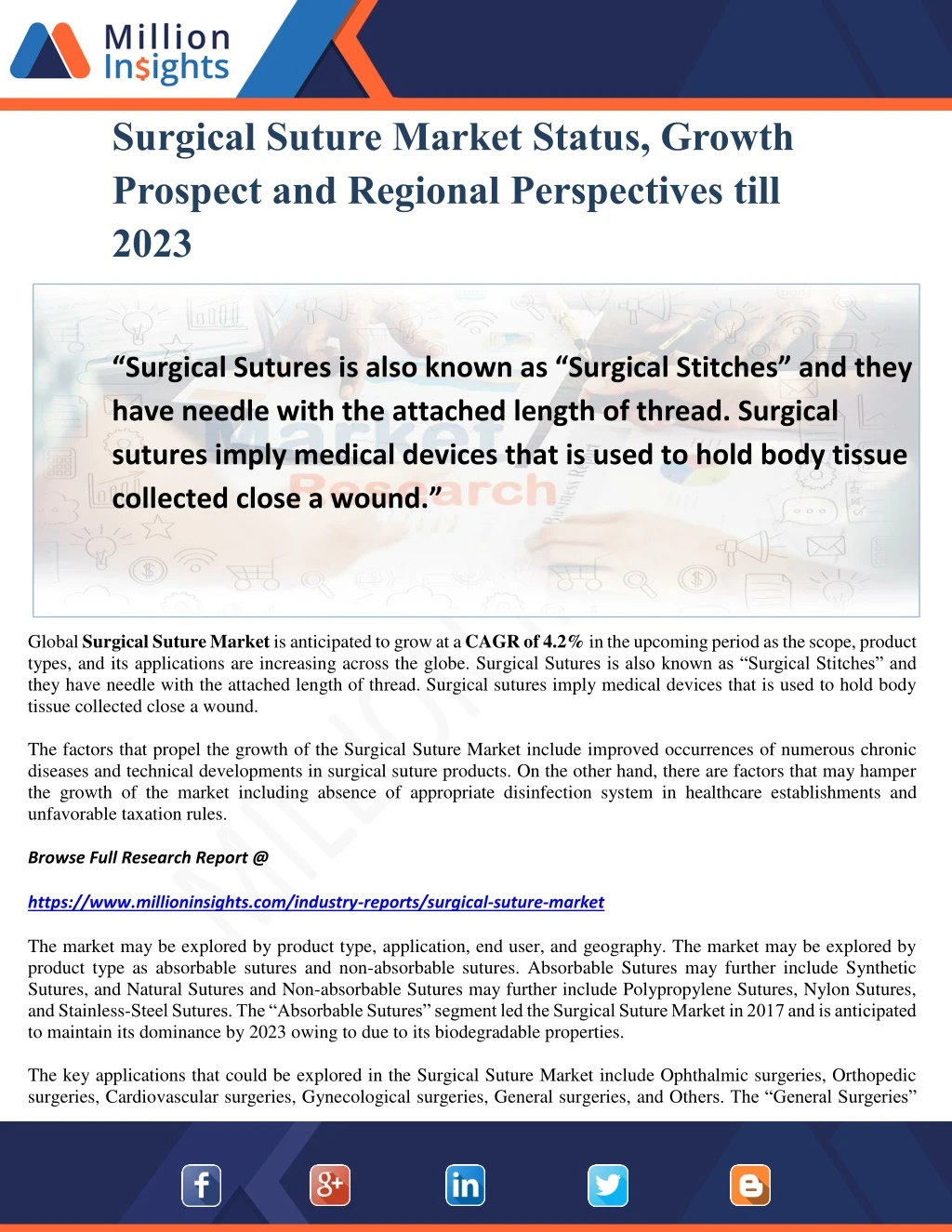 surgical suture market status growth prospect