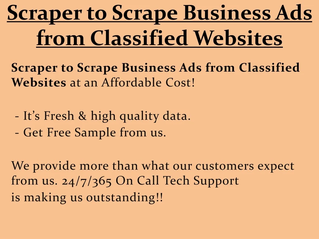 scraper to scrape business ads from classified websites
