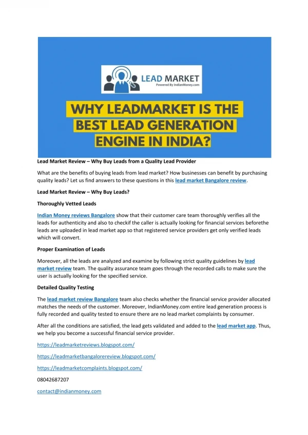 Lead Market Review – Why Buy Leads from a Quality Lead Provider