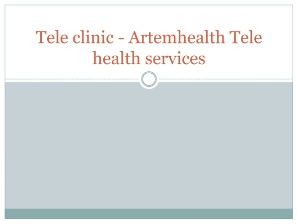 Tele clinic - Artemhealth Tele health services