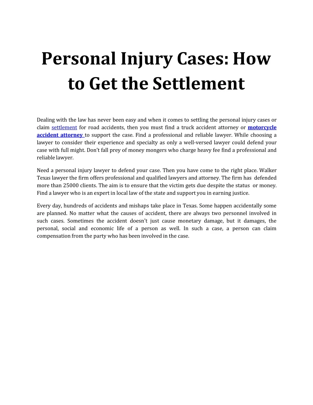personal injury cases how to get the settlement