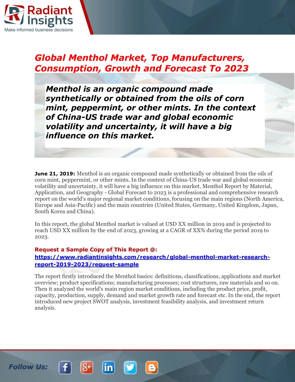 global menthol market top manufacturers