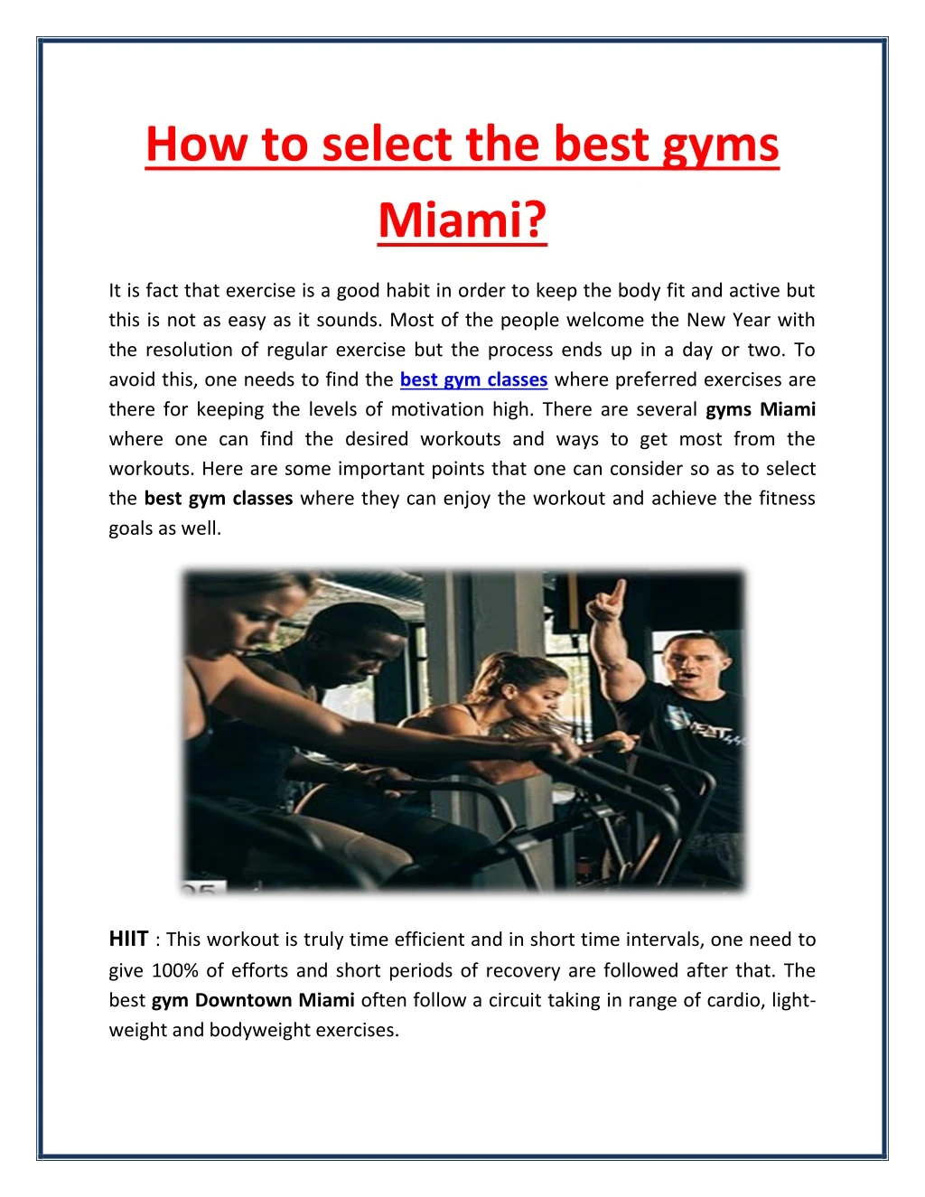 how to select the best gyms miami