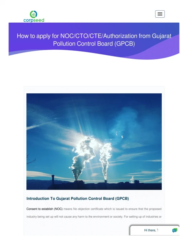 How to Apply for NOC CTO CTE Authorization From Gujarat Pollution Control Board (GPCB)
