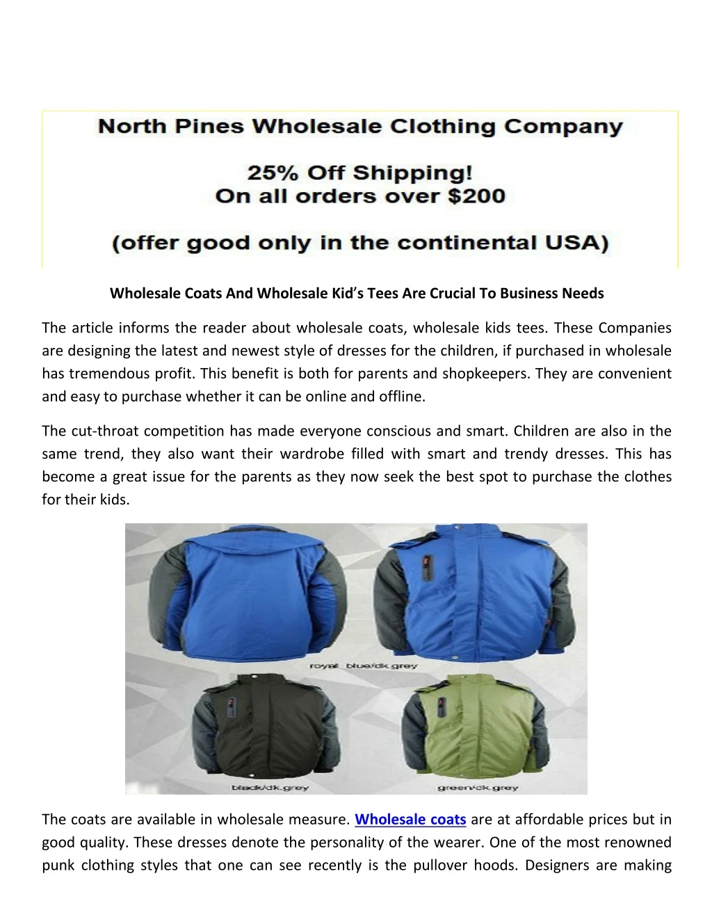 wholesale coats and wholesale kid s tees