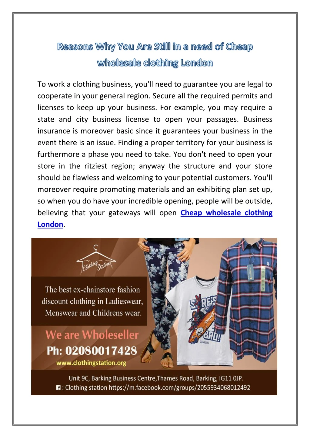 to work a clothing business you ll need