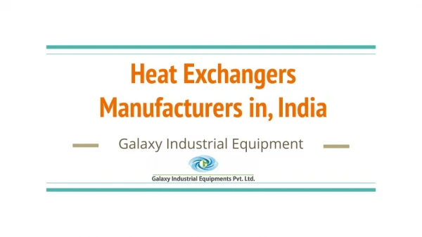 Heat Exchangers Manufacturers In India | Galaxy Industrial Equipment