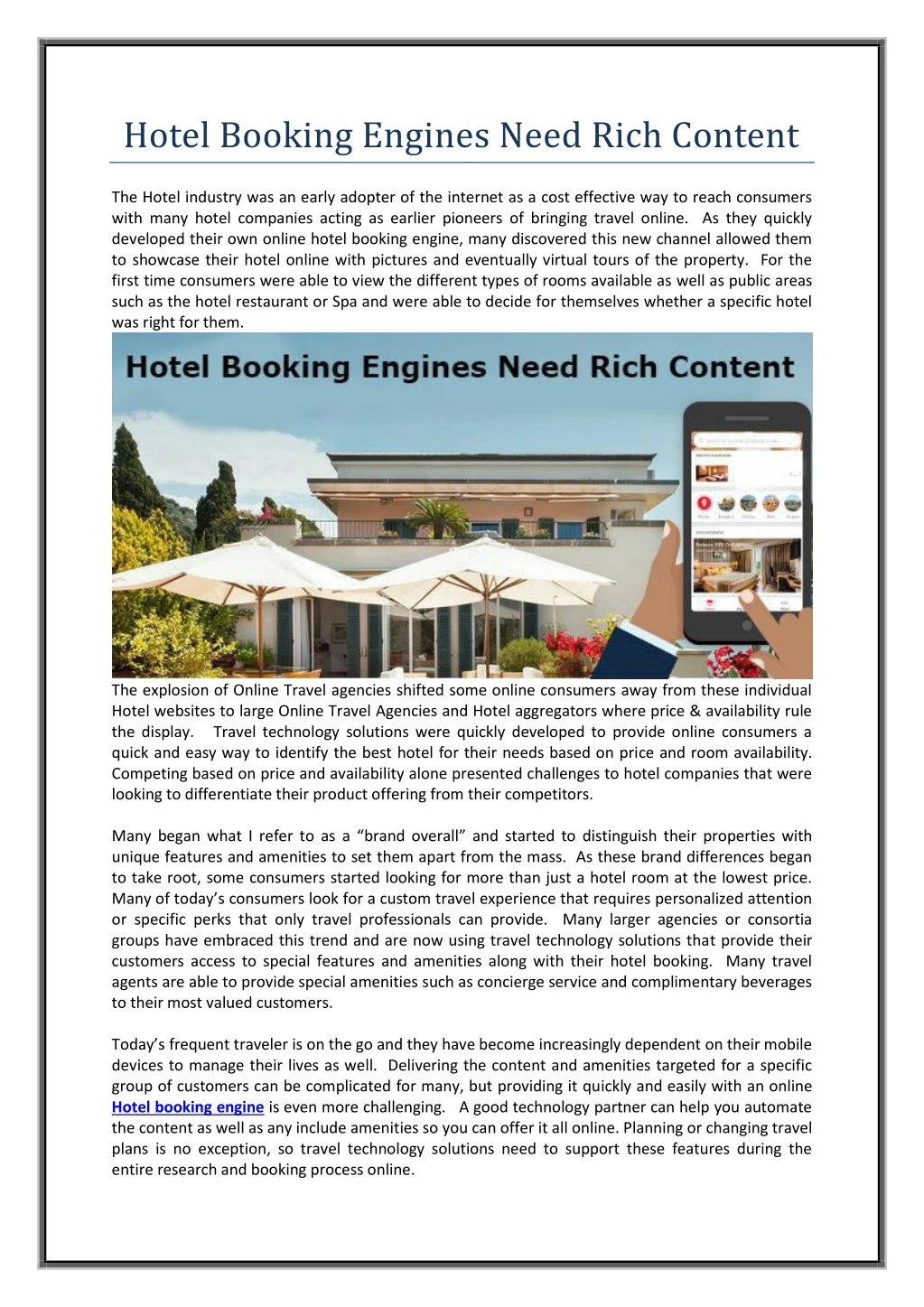 hotel booking engines need rich content