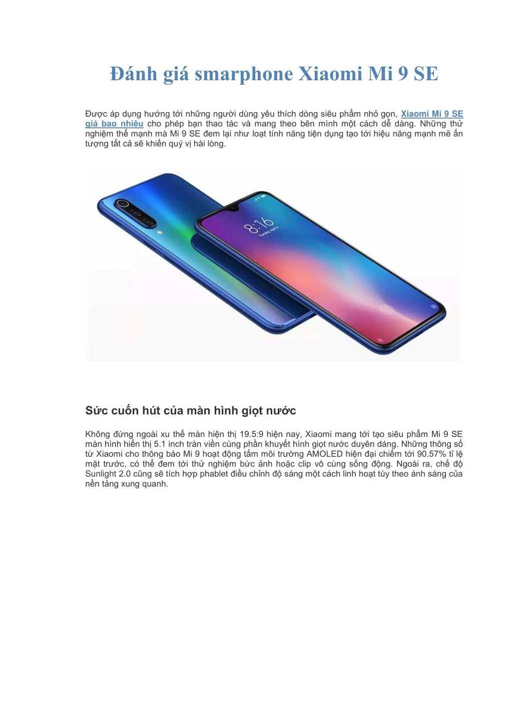 nh gi smarphone xiaomi mi 9 se