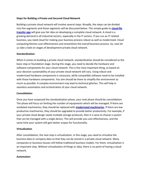 Steps for Building a Private and Secured Cloud Network