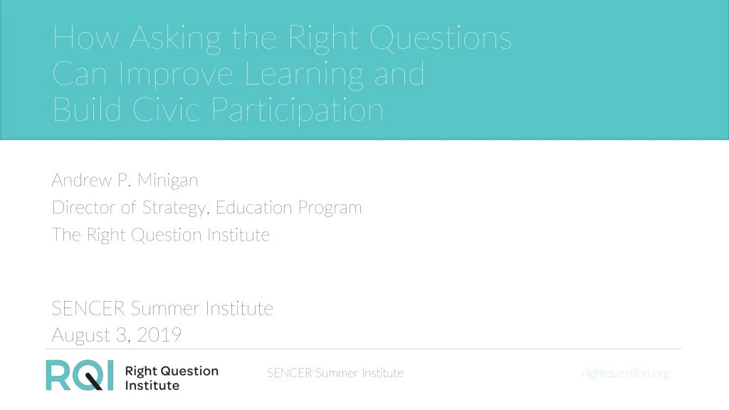 how asking the right questions can improve learning and build civic participation