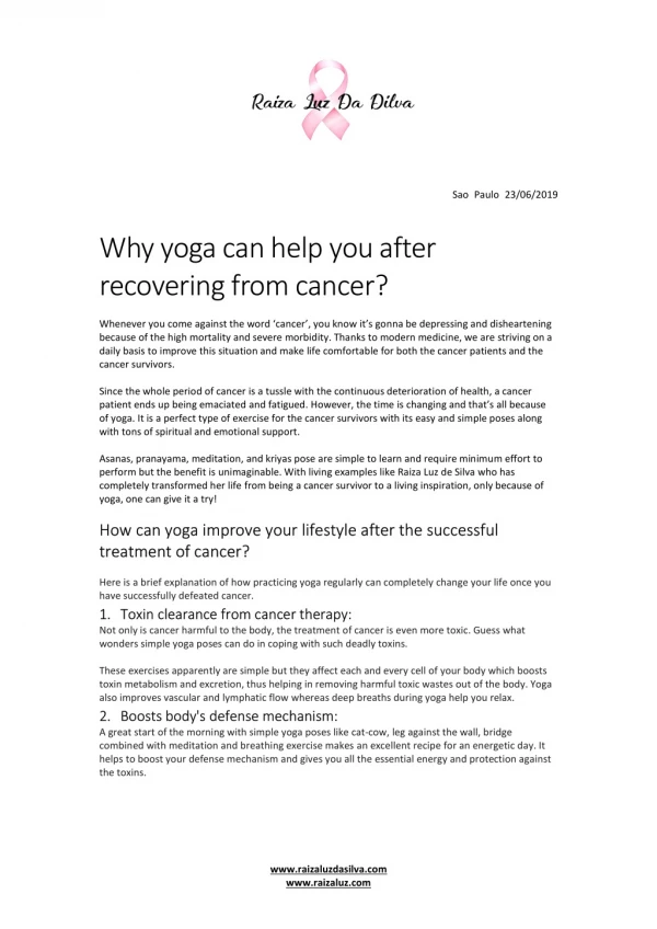 Why yoga can help you after recovering from cancer?