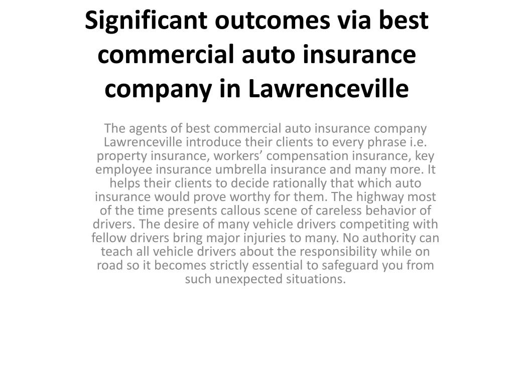 significant outcomes via best commercial auto insurance company in lawrenceville