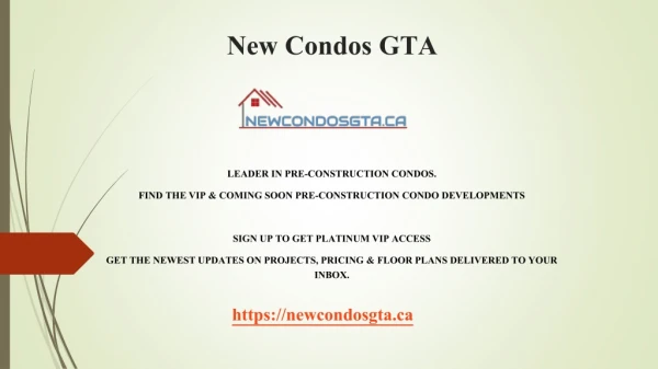 Pre construction New Condos Toronto GTA