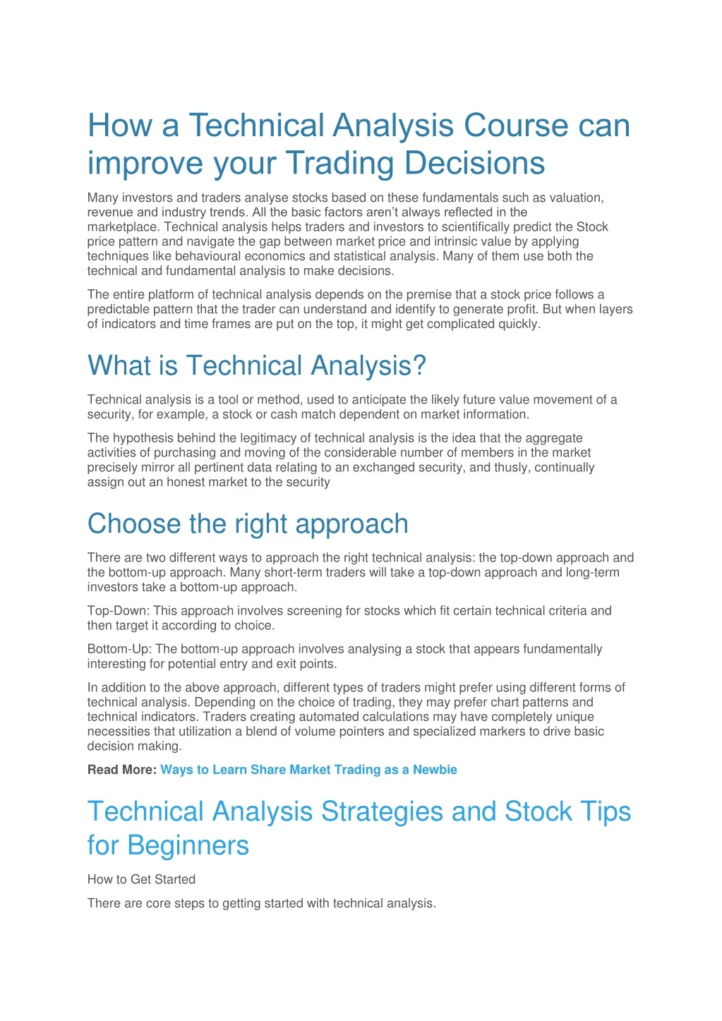 how a technical analysis course can improve your