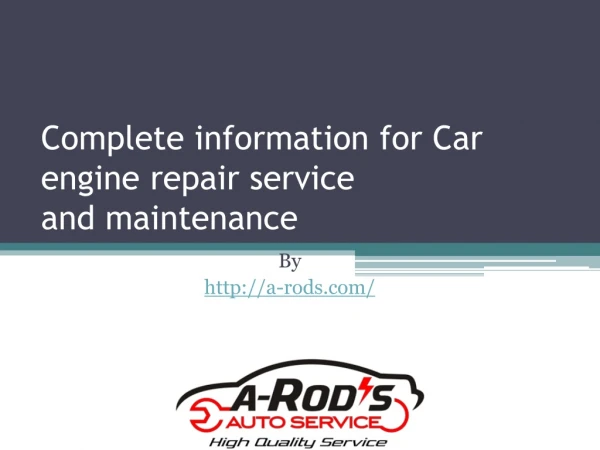 Complete information for Car engine repair service and maintenance