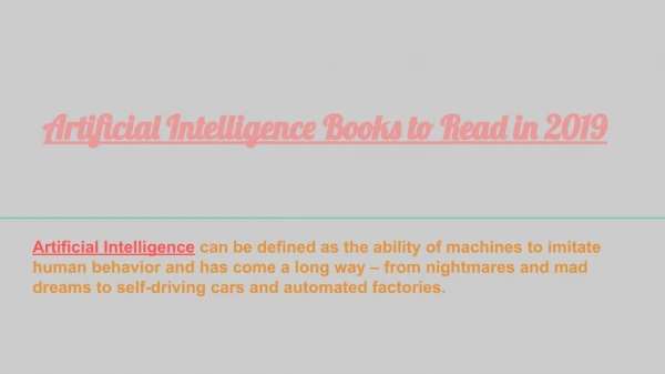 Artificial Intelligence Books to Read in 2019