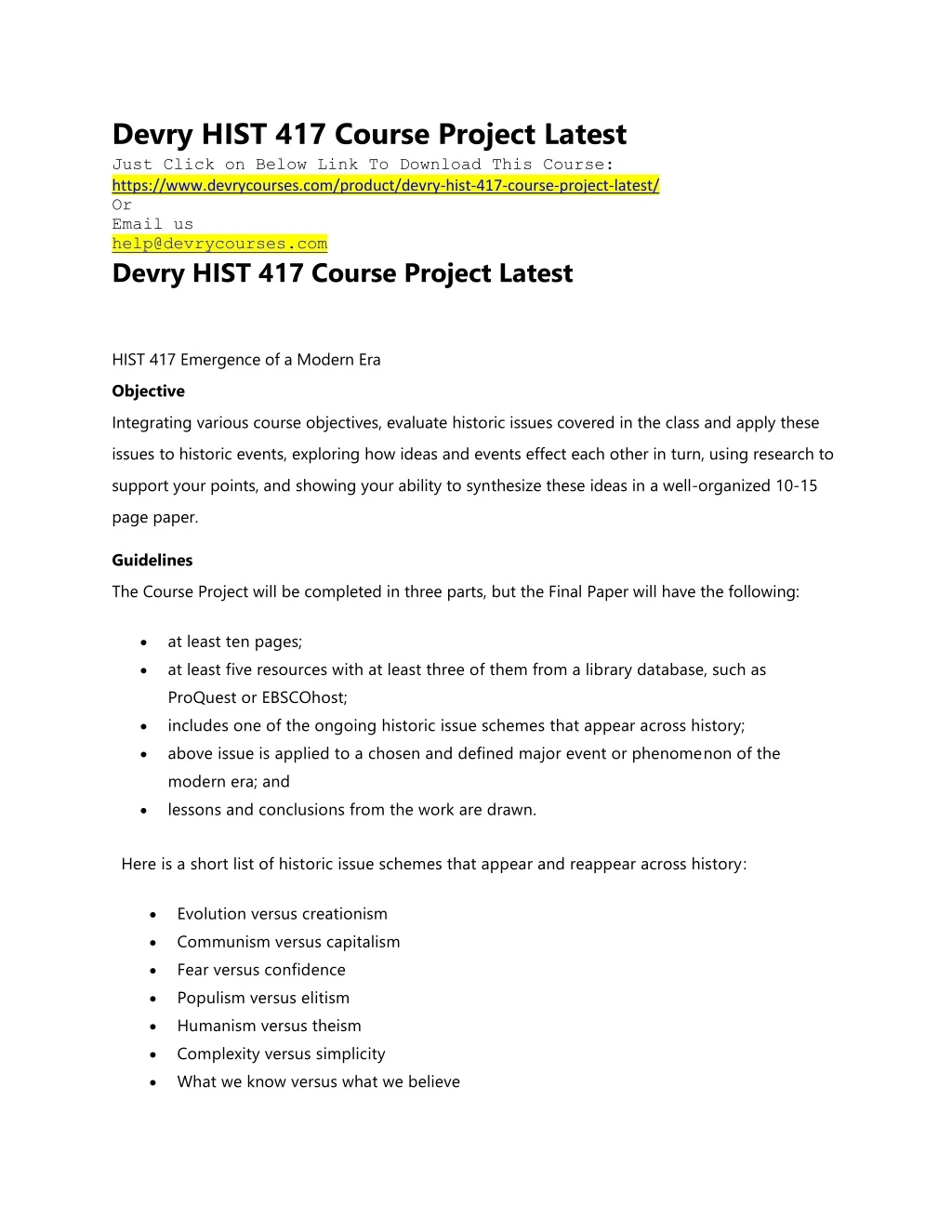 devry hist 417 course project latest just click