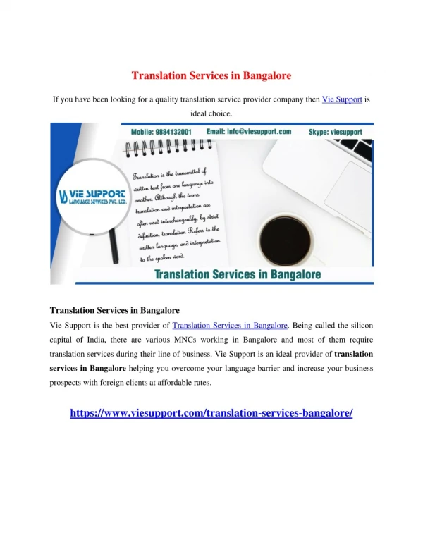 Translation Services in Bangalore