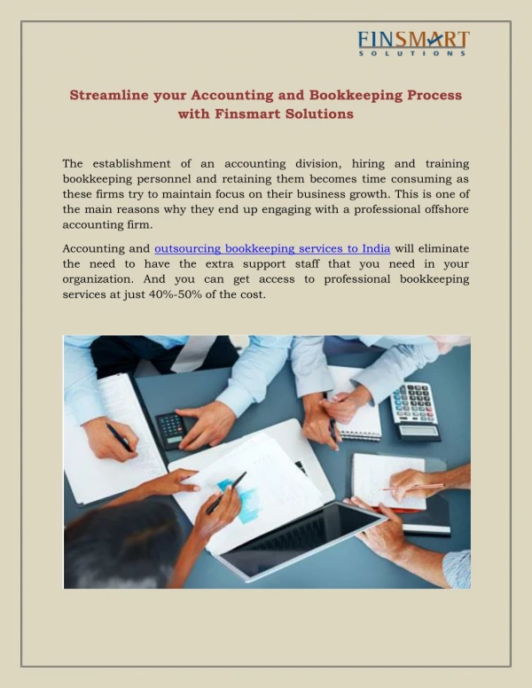 Streamline your Accounting and Bookkeeping Process with Finsmart Solutions